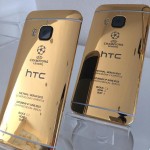 HTC ONE M9 din aur pozat cu iPhone