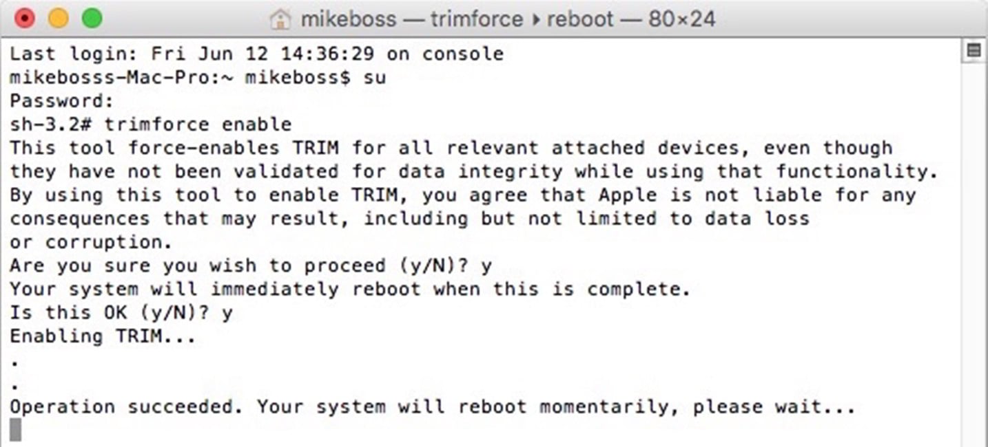 Dysk SSD OS X El Capitan TRIM