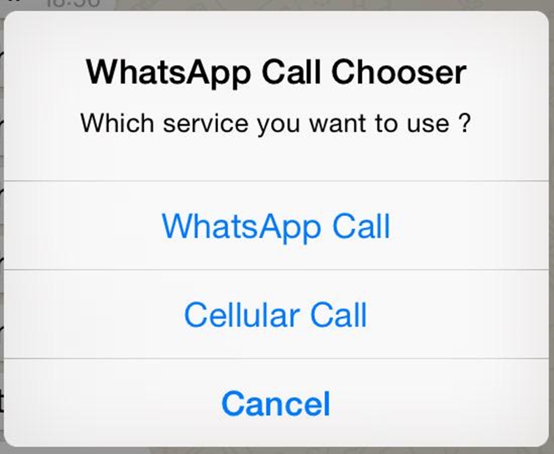 WhatsApp-opkaldsvælger