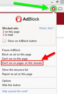 poista adblock käytöstä