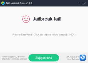 fout -1102 iOS 8.3 jailbreak
