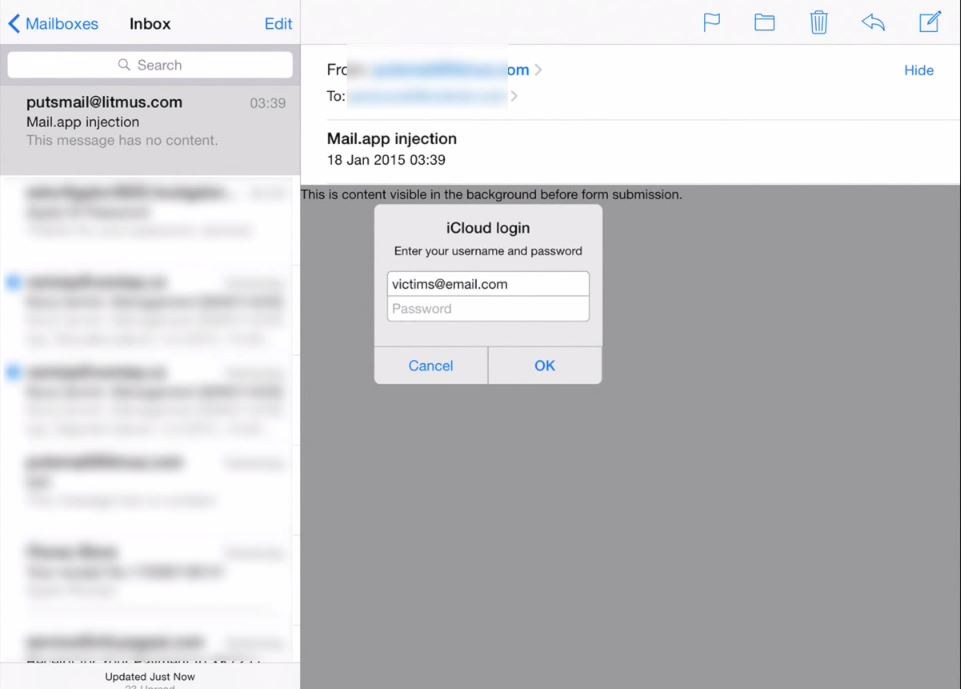 E-mail di phishing su iOS 8