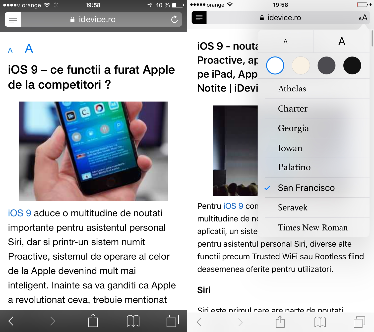 iOS 8.3 vs iOS 9 comparatie 5