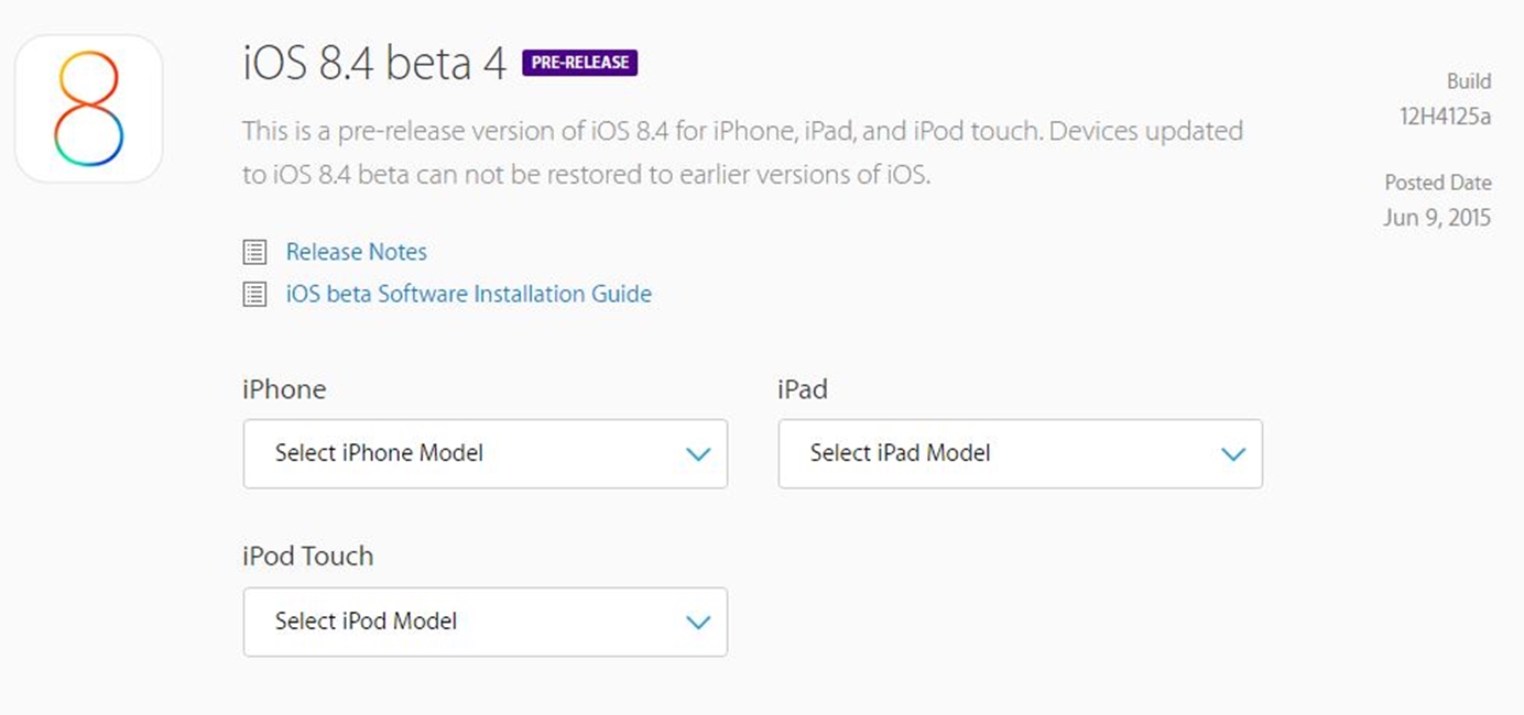 iOS beta 8.4 4