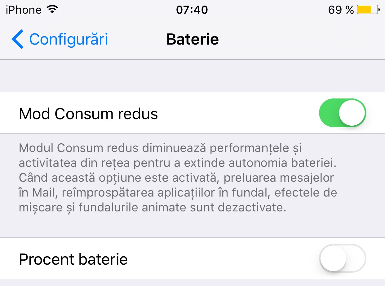 iOS 9 Consum Redus