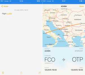 iOS 9 Notite informatii zbor aerian