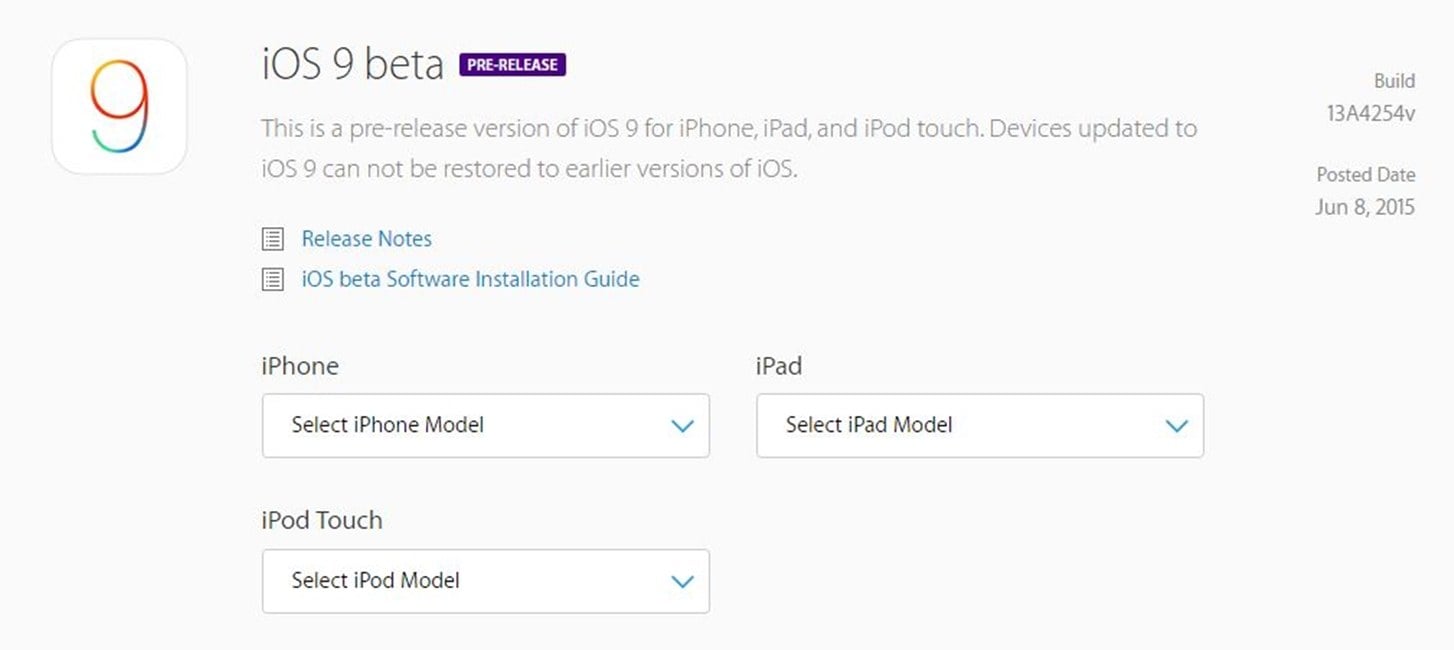 iOS 9 beta 1 släppt