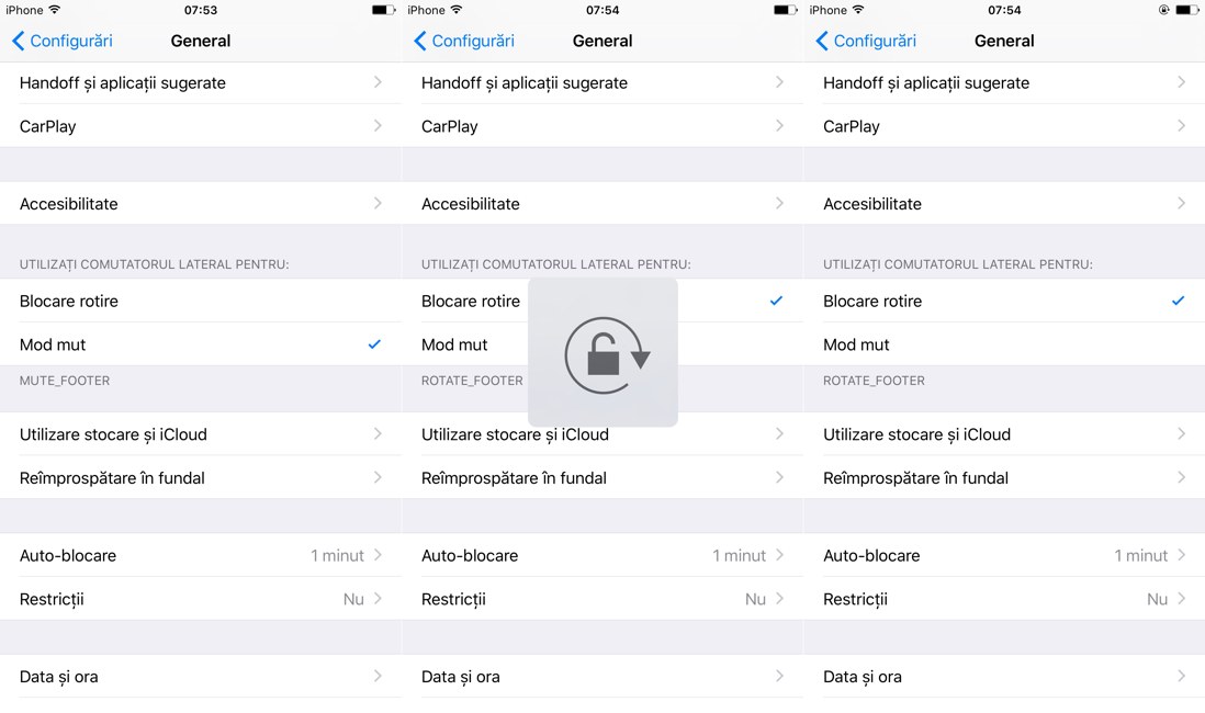 iOS 9 buton Mute blocare ecran