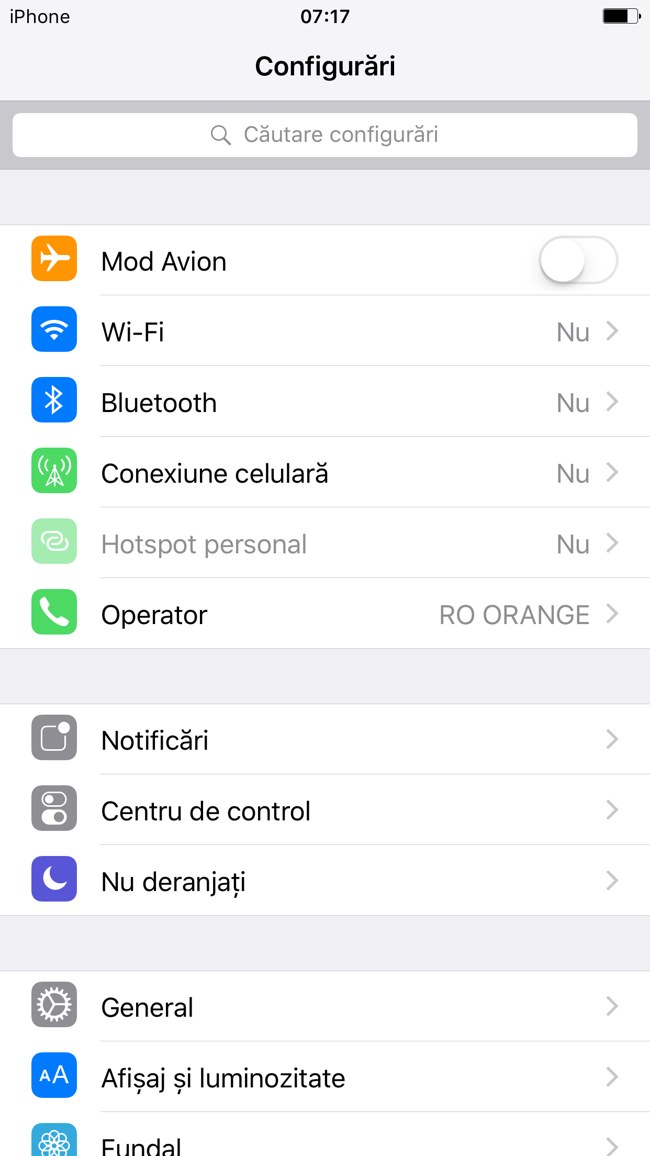 Ajustes, Configuraciones de la aplicación de búsqueda iOS 9