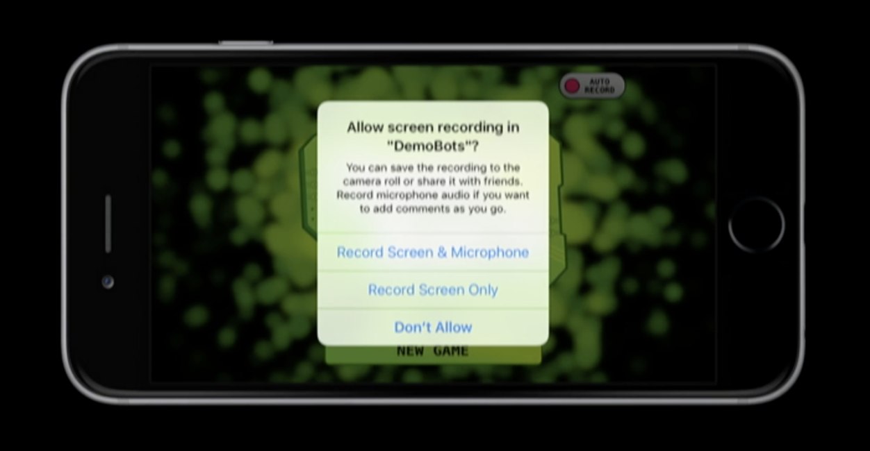 iOS 9 skærmoptagelse replaykit