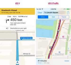iOS 9 Apple Maps-verkeer