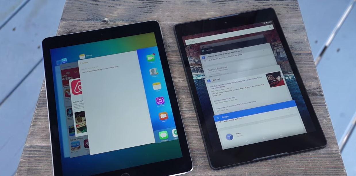 Comparación de iPad entre iOS 9 y Android M