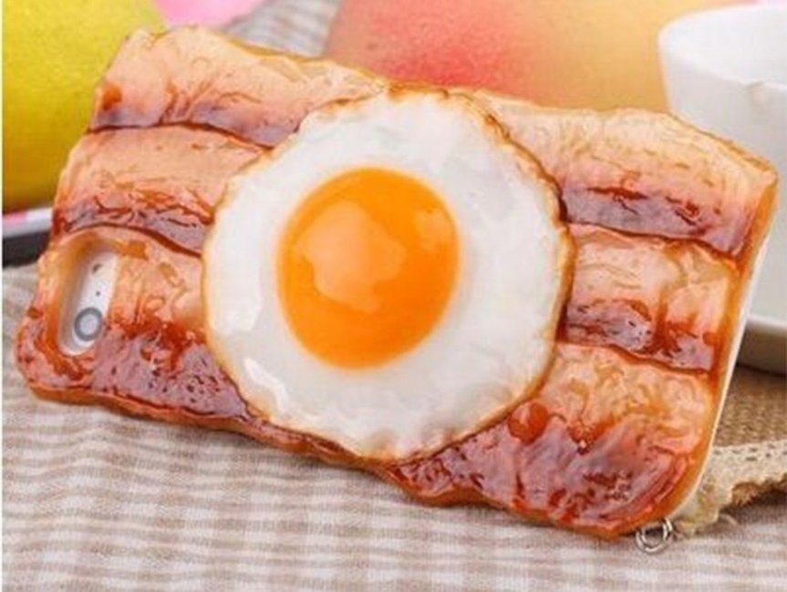 Funda para iPhone con huevos y tocino