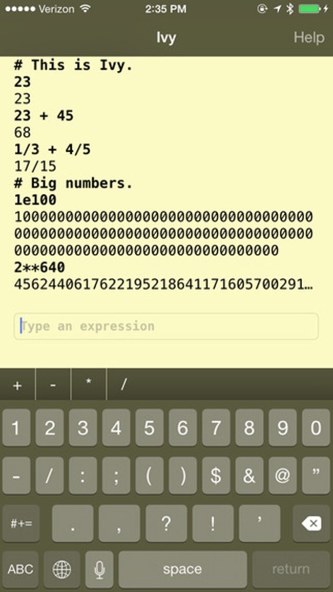 Ivy rekenmachine voor grote getallen