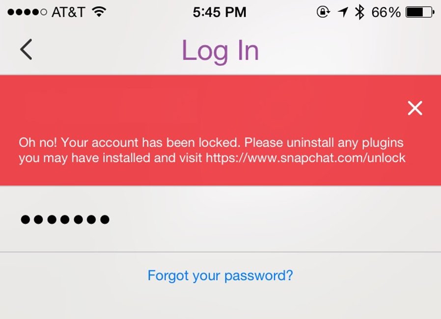 Blocco dell'account Snapchat