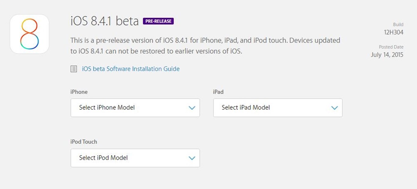 iOS bêta 8.4.1 1