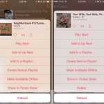 Interface d'application musicale iOS 9 bêta 4
