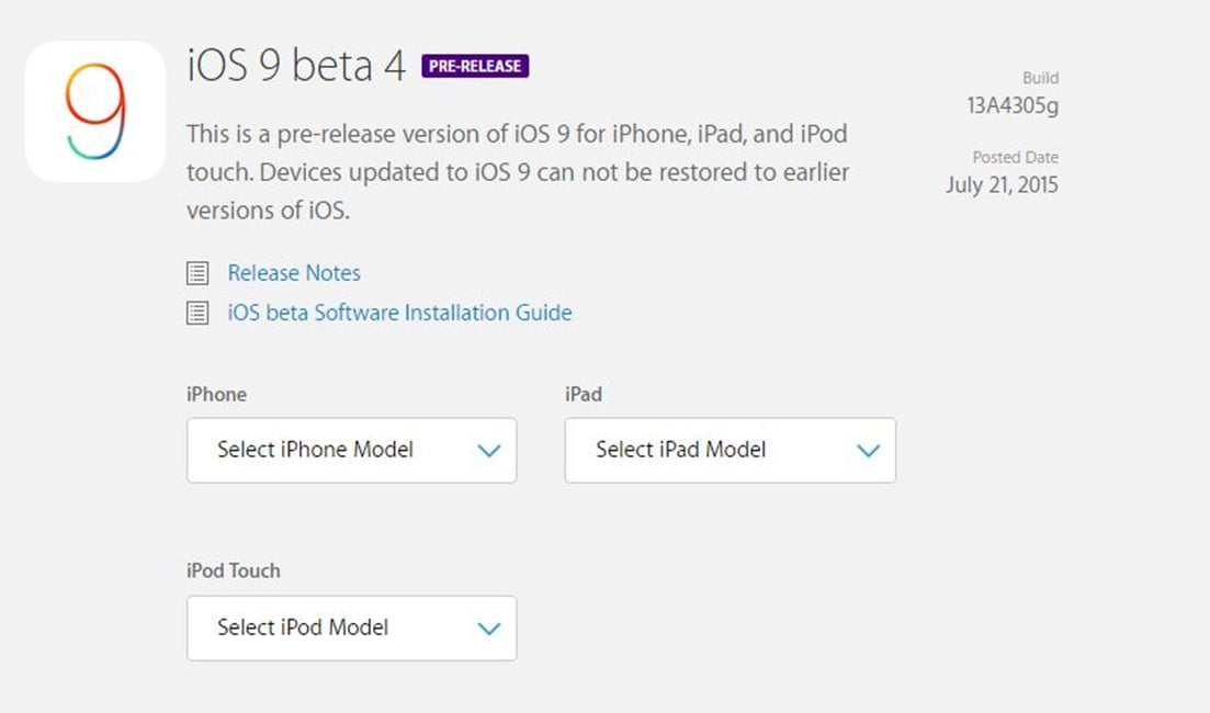 iOS beta 9 4