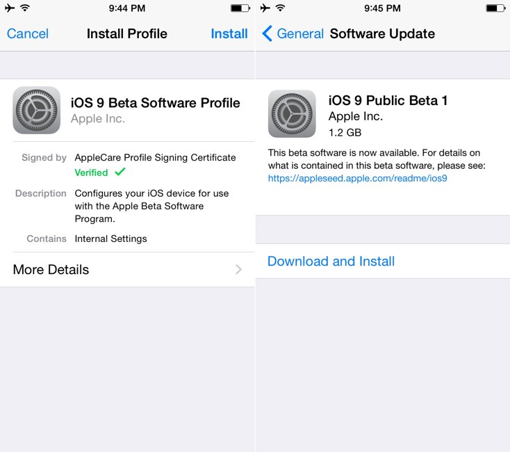Installieren Sie die öffentliche Betaversion von iOS 9