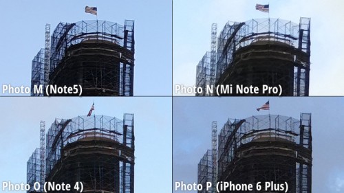 Comparaison des appareils photo Galaxy Note 5, iPhone 6 Plus, Note 4 et MiNote 2