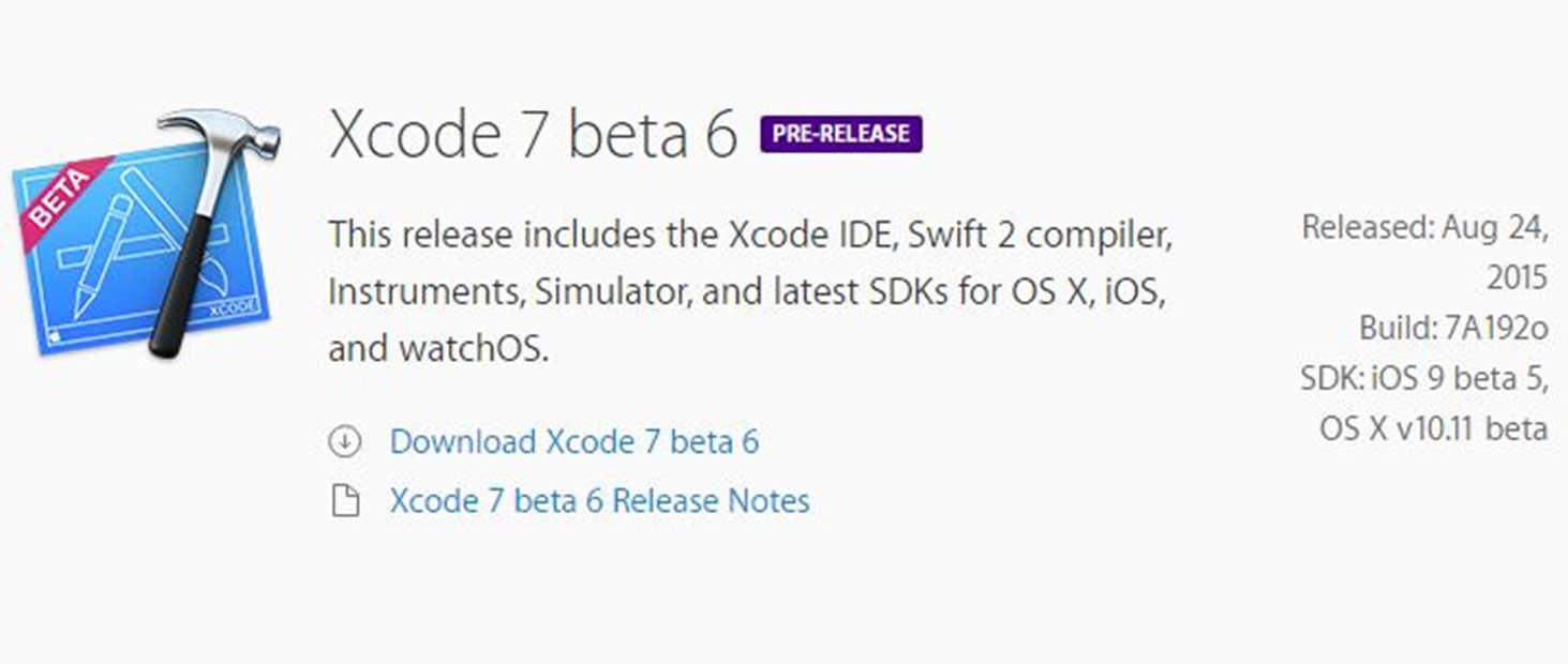 Xcode 7 bêta 6