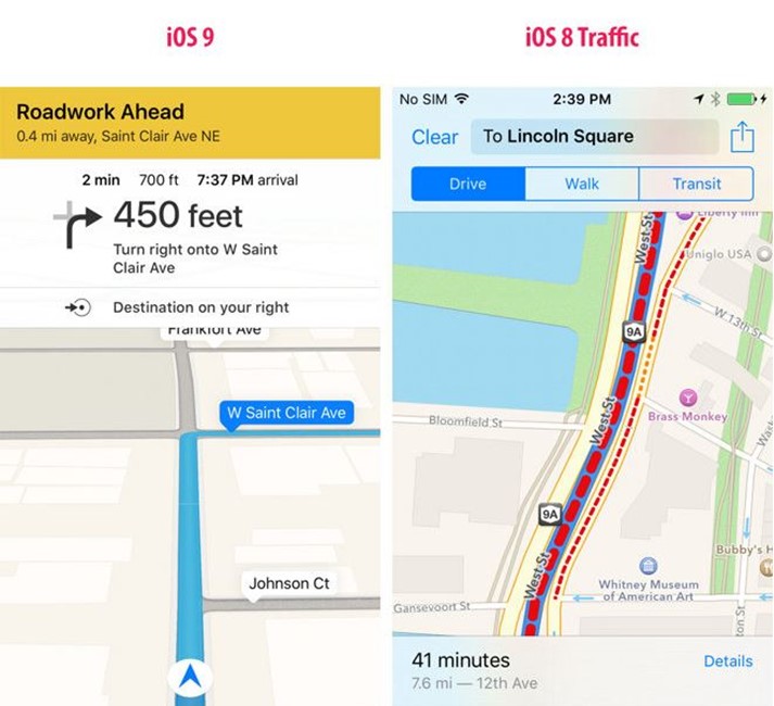 iOS 9 -tietojen tarjoajan ohjaama navigointi