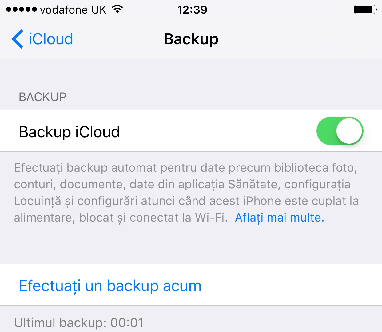 Backup iCloud iOS 9