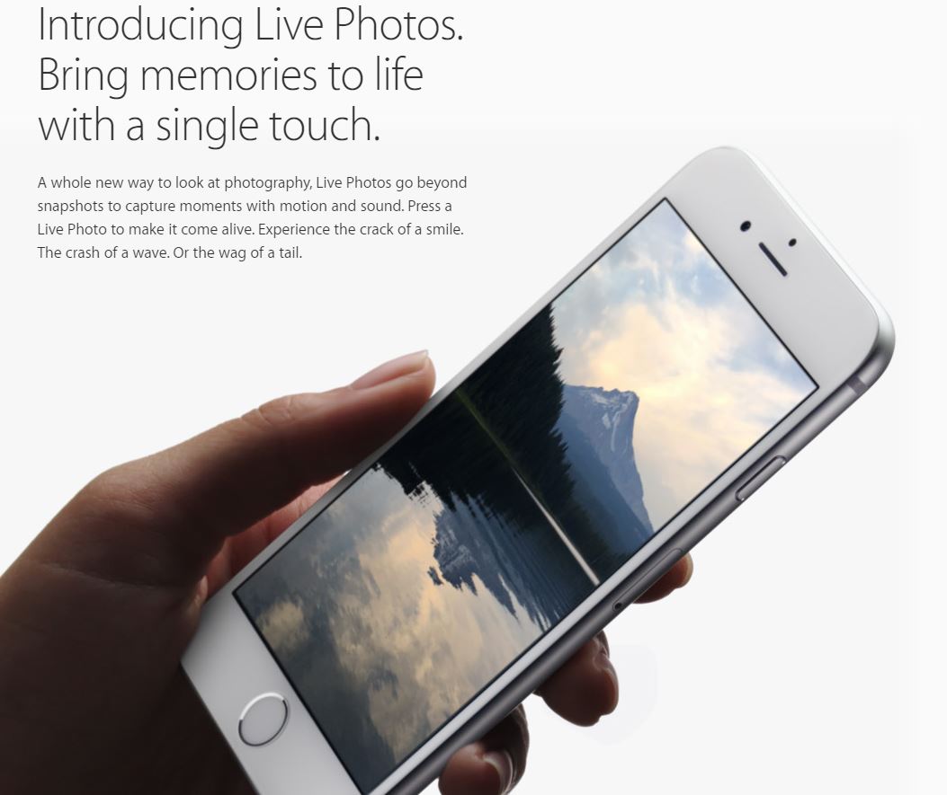 Photos en direct de l'iPhone 6S