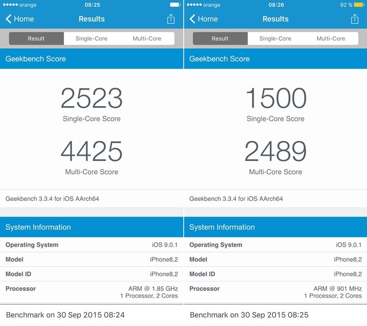 Tryb niskiego zużycia energii zmienia iPhone'a 6S w iPhone'a 5S 1