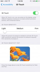 ajustare sensitivitate 3D Touch