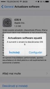 iOS 9:n asennusvirhe