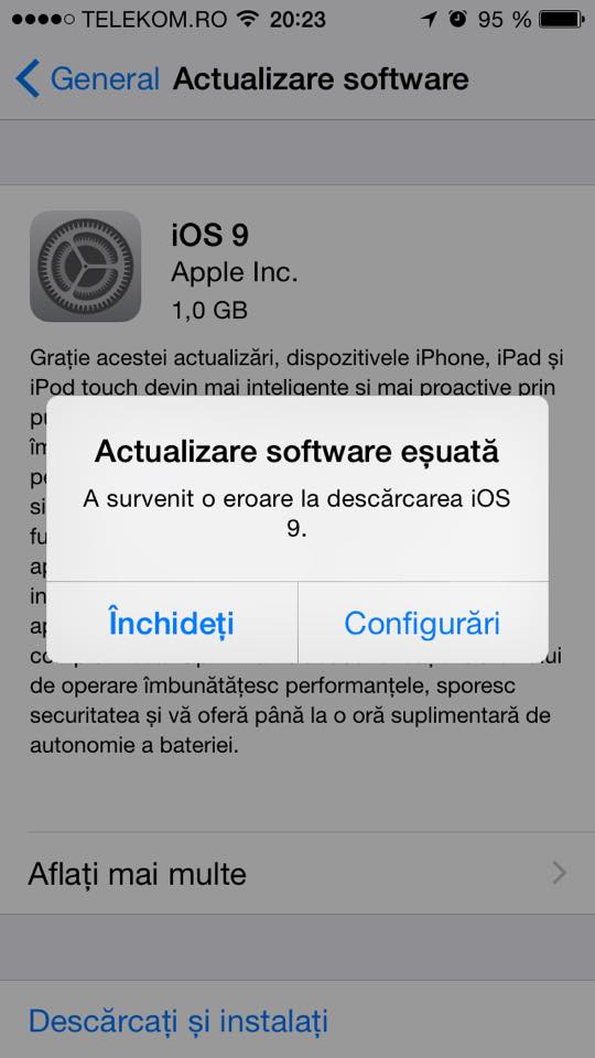 iOS 9 installationsfel