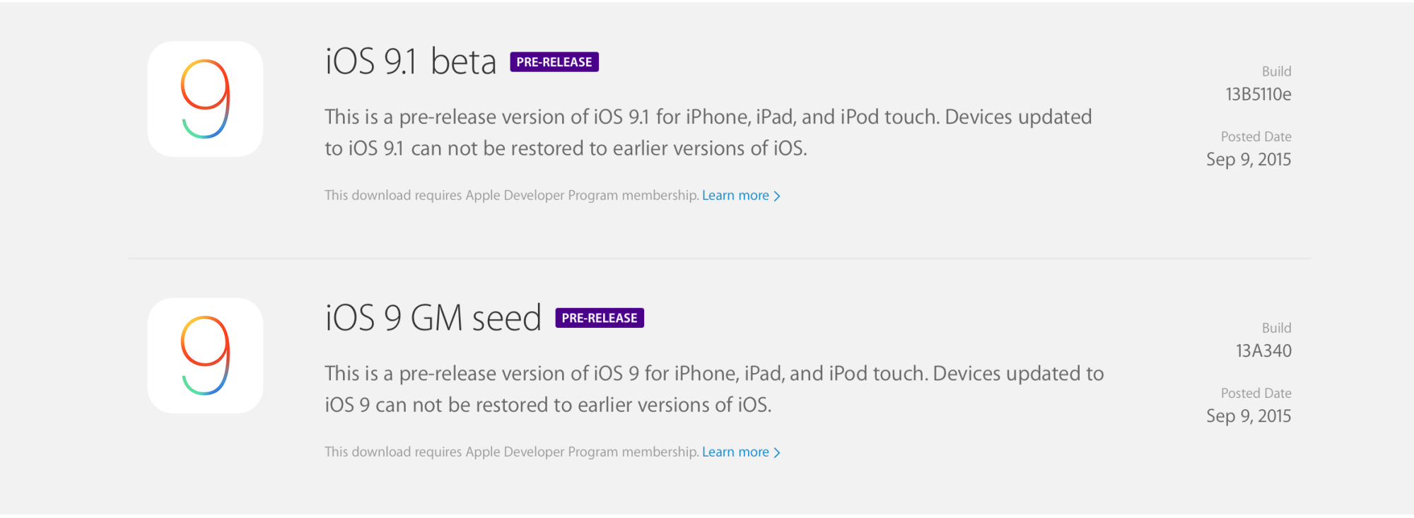 iOS 9 GM iOS 9.1 beta 1