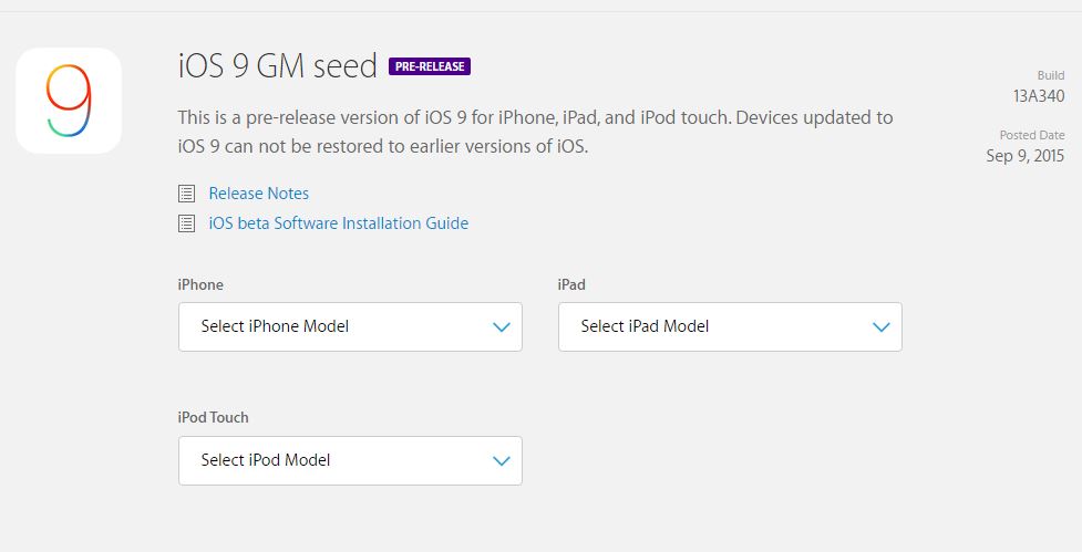 Impressions GM sur iOS 9