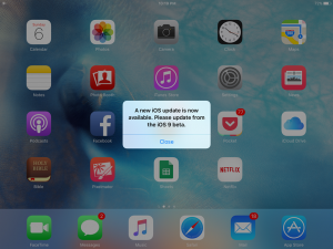 iOS 9 beta-opdatering