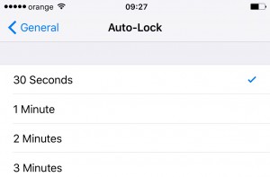 iOS 9 screen lock 30 seconds