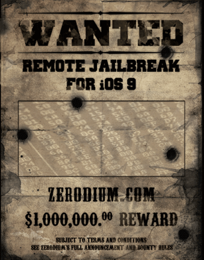 1 milion dolarów za jailbreak iOS 9