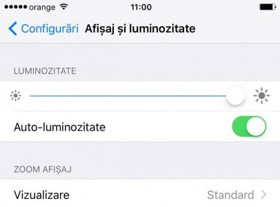 iOS 9 scadere luminozitate ecran