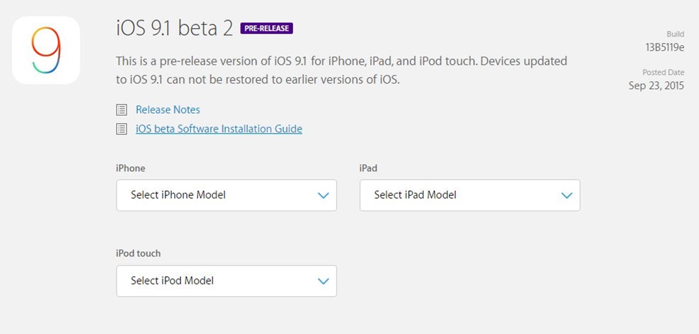 iOS 9.1 beta 2