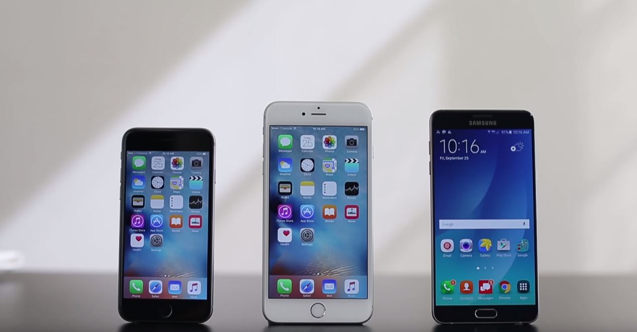 The iPhone 6S Plus bends harder than the Samsung Galaxy Note 5