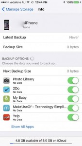 Problemi di backup iCloud iOS 9