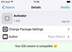 Activator 1.9.6 för iOS 9