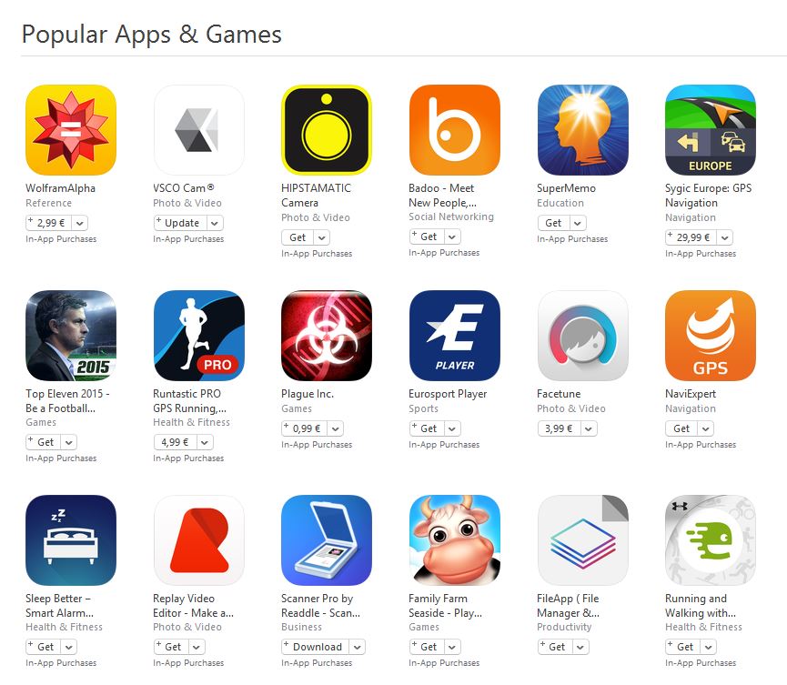 Applications et jeux iOS populaires