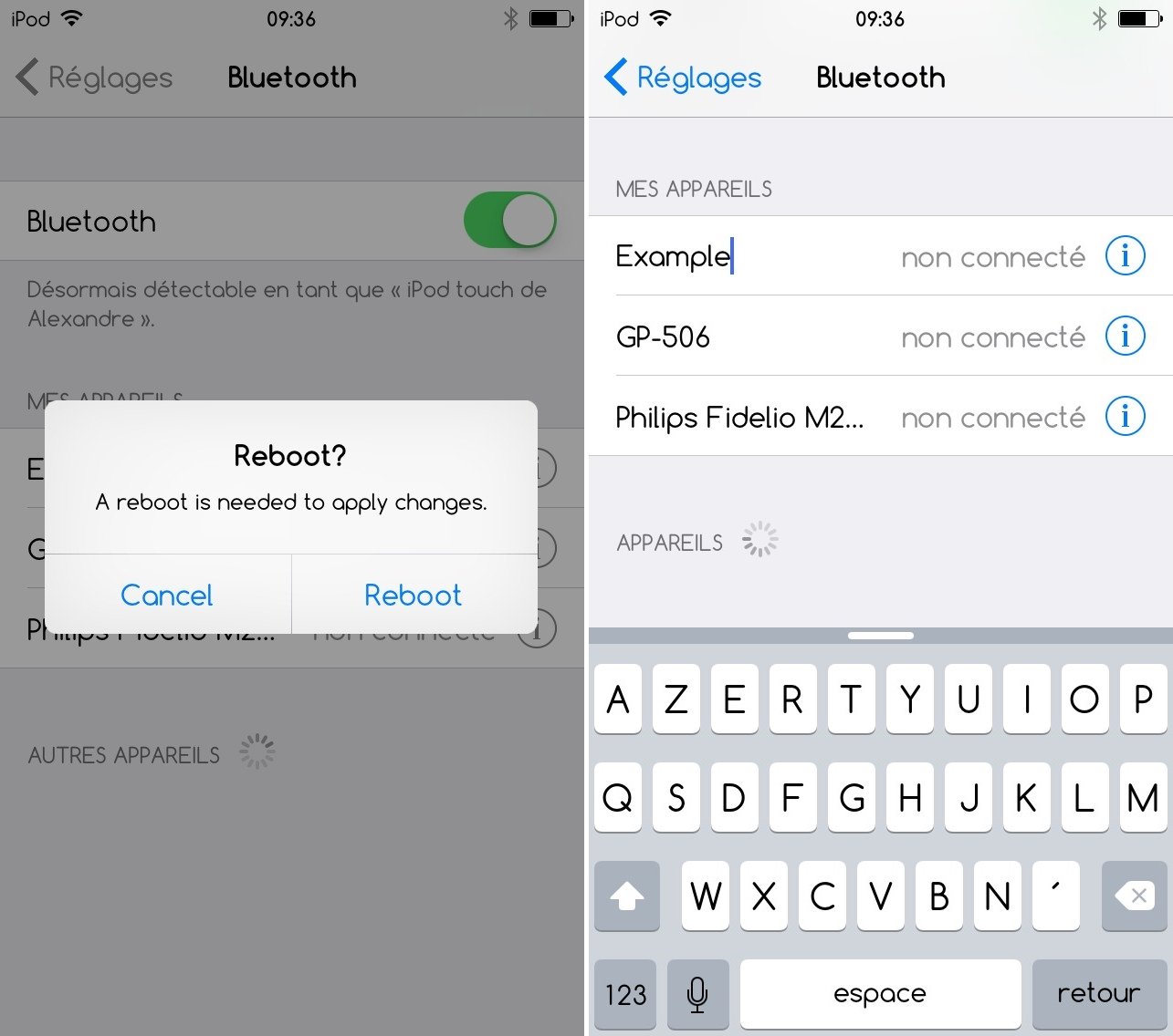 Renommer les appareils Bluetooth