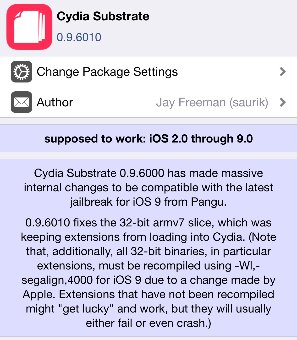 Cydia Substrate 0.9.6010 iOS 9 Jailbreak Pangu9