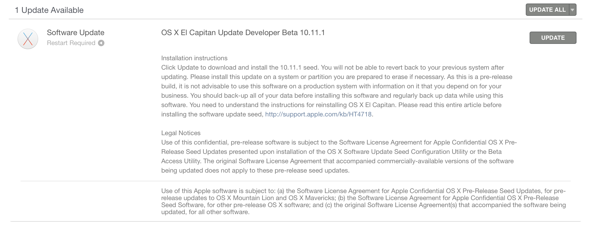 OS X El Capitan 10.11.1 Beta 4