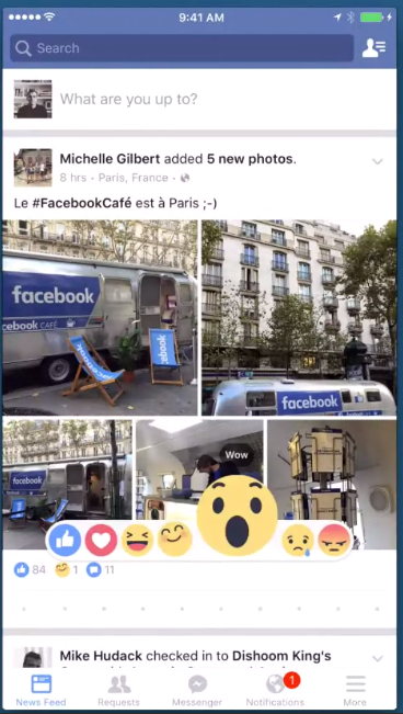 Réactions Facebook - à quoi ressemblent les boutons Love, Sad, Angry et plus 1