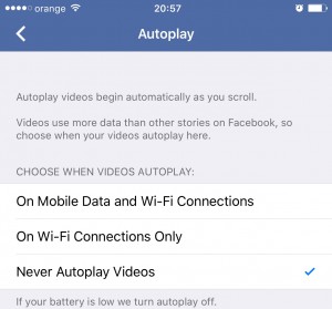 désactiver la lecture vidéo en lecture automatique de Facebook