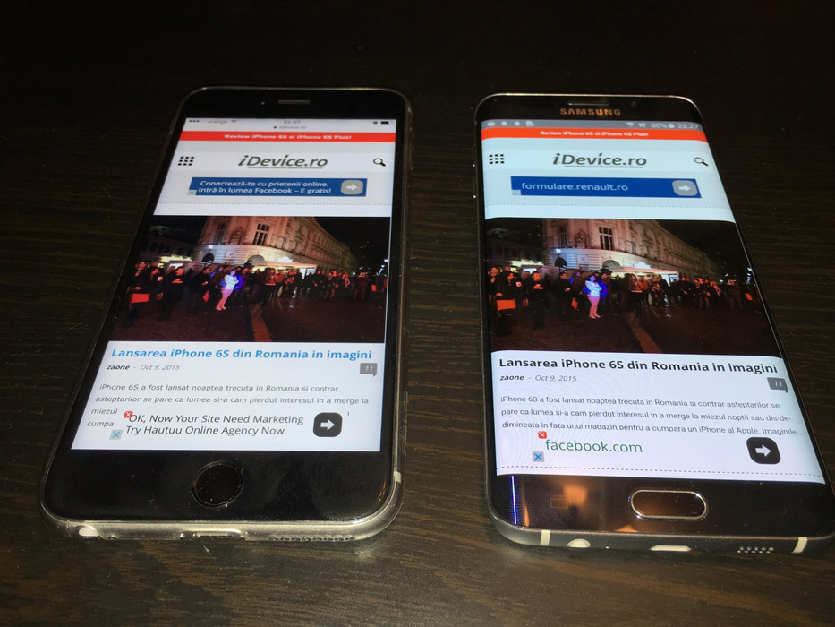 iDevice.ro test iPhone 6S Plus Samsung Galaxy S6 Edge Plus ydeevnetest