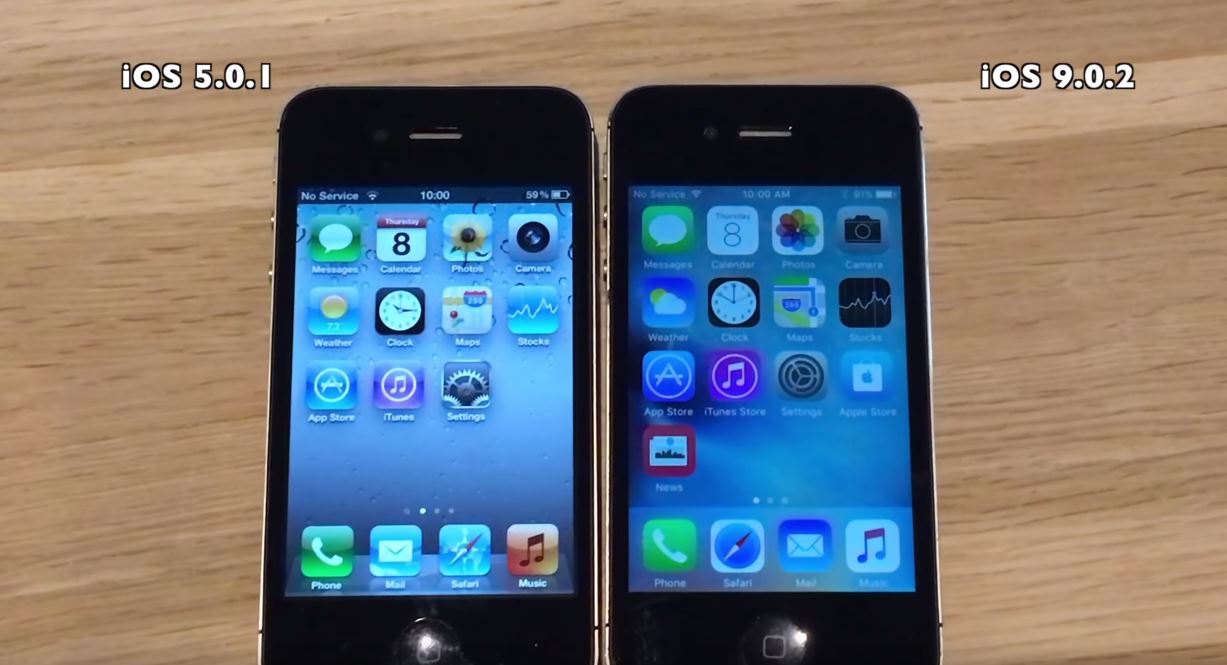 iOS 5.0.1 vs iOS 9.0.2 pe iPhone 4S performante
